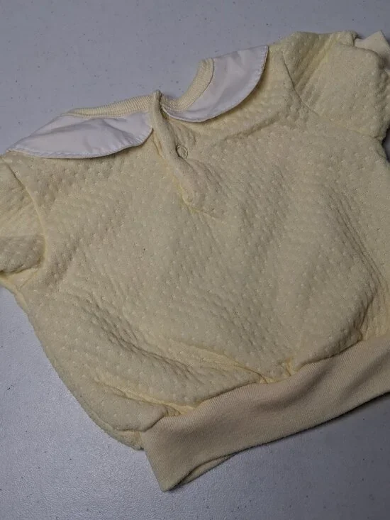 Vintage Baby Outfit Small Steps 6/9 Mos Yellow Sailboat Shirt Set Nautical 2 Pc - Picture 11 of 16